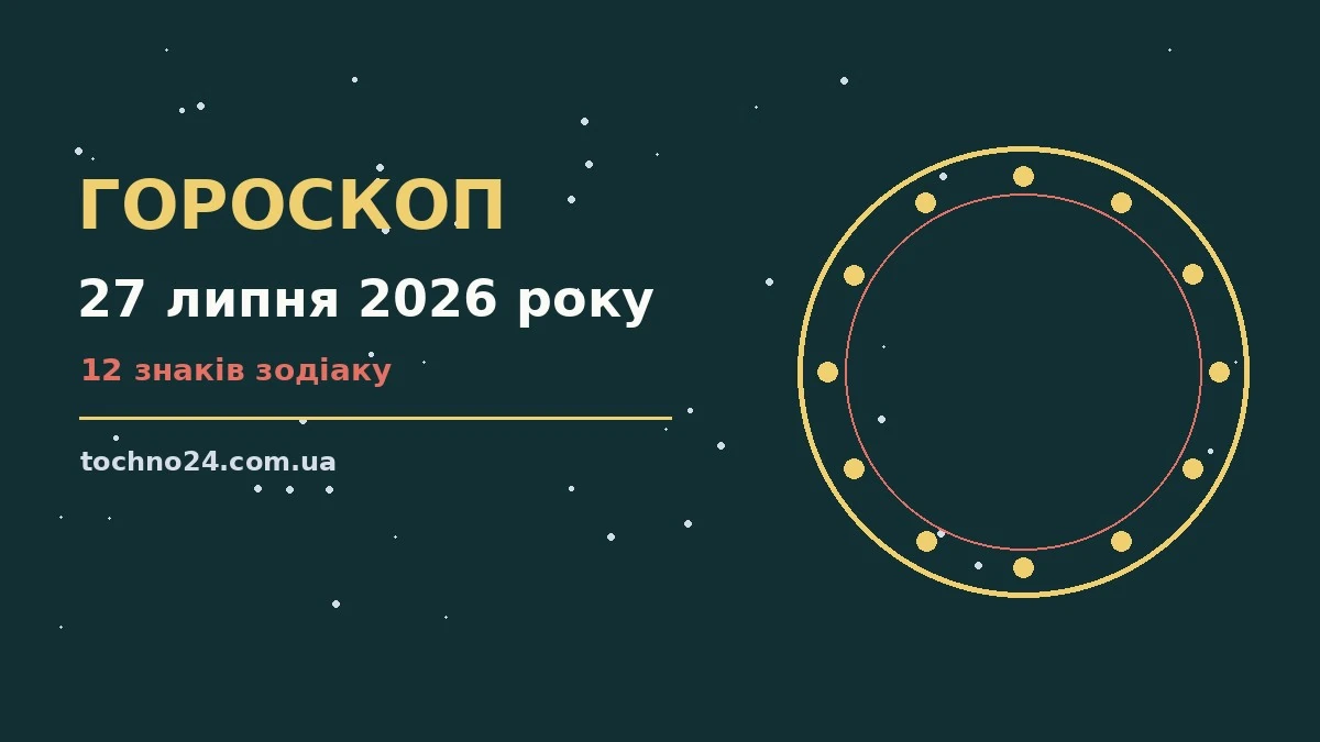 Зоряний гороскоп на 27 липня 2026 року, нічне небо та символи знаків Зодіаку